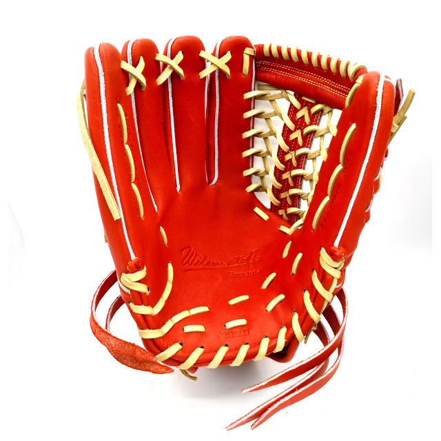Wilson 野球グローブ レッド/ゴールド　左用軟式 ウィルソン 硬式グラブ Wilson Staff DUAL D8 硬式外野手用 野球