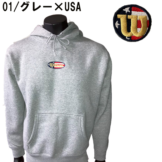 Lサイズ ウィルソン(Wilson) 限定 プルオーバーフーディ【野球・ソフト】パーカー トップス メンズ 長袖 (WTA20P)　グレー ウィルソン(Wilson) 限定 プルオーバーフーディ【野球・ソフト