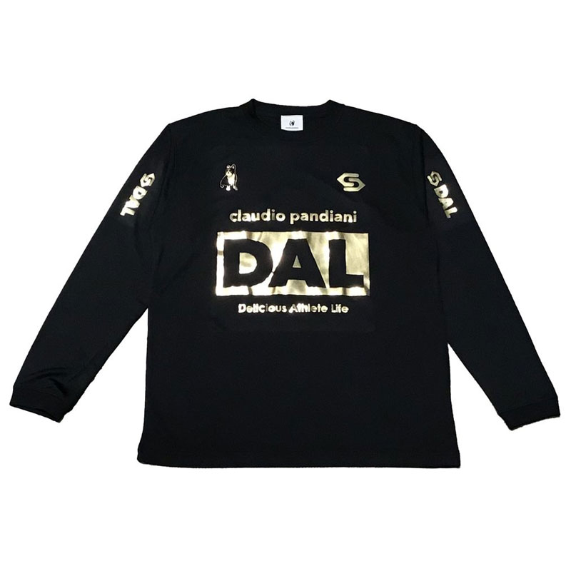 サッカージャンキー サッカー フットサル DAL L/S ストレッチワークアウトシャツ 長袖 ブラック ゴールド プラクティスシャツ CP25D03V-123