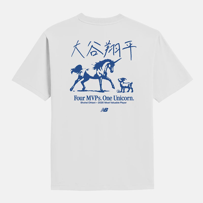 【おひとり様5点限り】 ニューバランス New Balance 大谷翔平 Shohei Ohtani Unicorn T-Shirt 2025 ユニコーン Tシャツ 半袖 MLB MVP シグネチャーコレクション 一般 大人 AMT55399 AMT55399WT