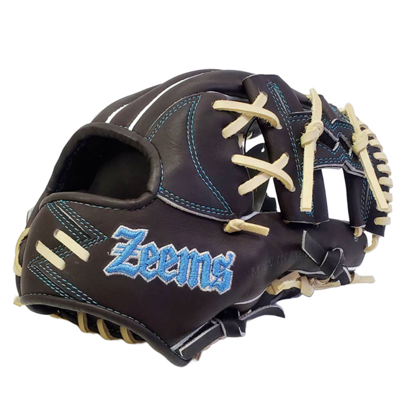 Zeems 硬式 野球 オーダーグローブ ブラック ブルー ジームス Zeems 三方親シリーズ 限定 硬式グラブ 中型 グローブ